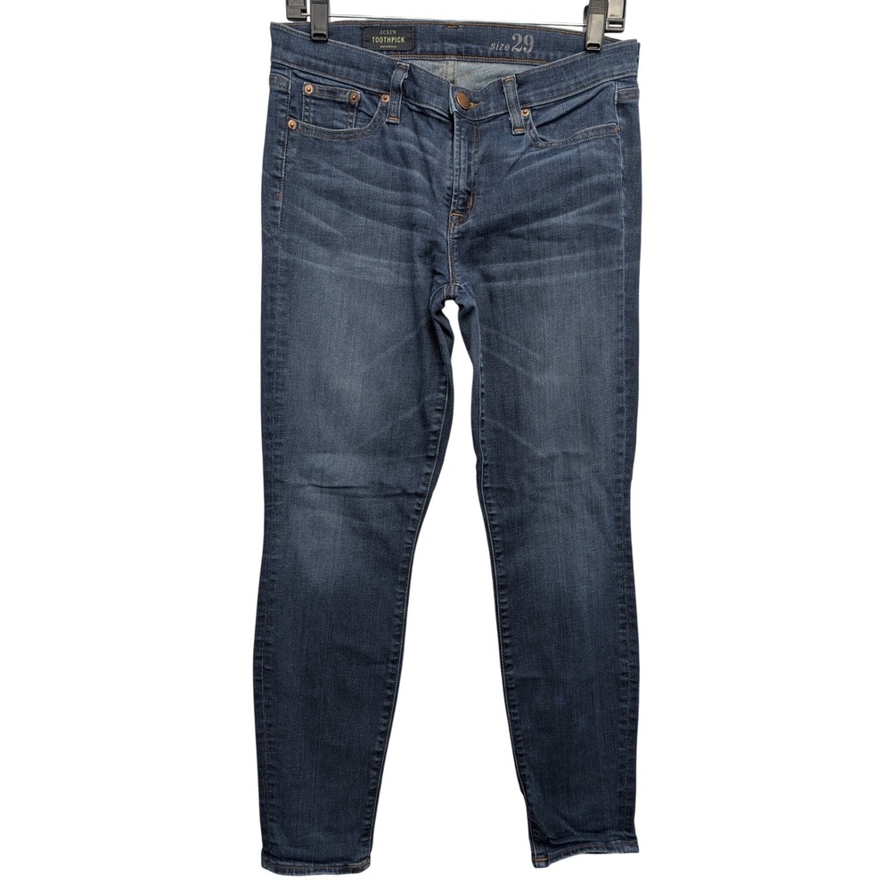 J.Crew Toothpick Jeans Women 29 Dark Wash Skinny B0751 Mid Rise Whiskered